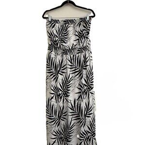 Mossimo Bamboo Leaf Print Strapless Dress White/Black XXL